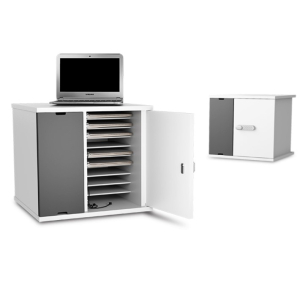 Zioxi Chromebook charging cabinet for 10 laptops & large tablets to 14 inch - Charging via USB-C or power outlets