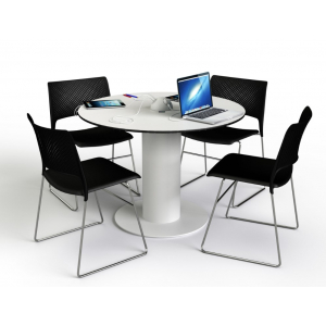 Ładowalny Poseur Table - średnica 60 cm - 2 gniazda / 1x USB-A / 1x USB-C - pojemność baterii 1200 Wh