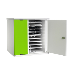 Storage and charging for 10 iPads and Tablets. Lockable door with digital code lock