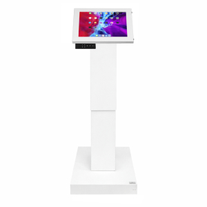 Electronically height adjustable tablet floor stand Suegiu Securo M for 9-11 inch tablets - white