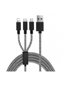 3 in 1 cable USB-A to lightning / micro -USB / USB-C - 1 metre