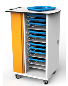 Lockable mobile charging cabinet CHRGT-GC-15-K for 15 iPads in large protective covers - key lock