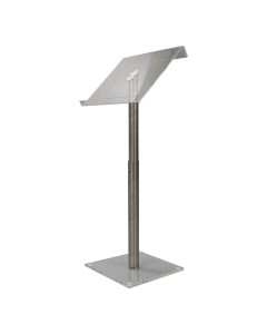 Height-adjustable metal/Acrylic lectern Vivaldi - stainless steel/clear