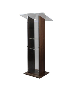 Acrylic/wood lectern Sapphire – walnut colour