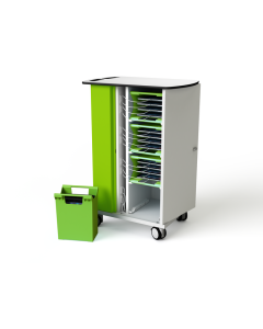 iPad charging cart with carry baskets - USB-C to LAN - 16 tablets - digital code lock