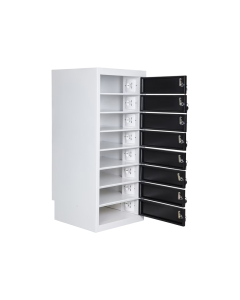 Charging locker BR8KL Black for 24 mobile devices - USB & power outlets - key locks