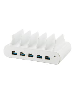 5 portar Dual Charge USB-A/USB-C 150W laddningsstation - vit