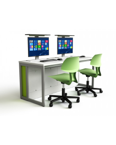 Computertafel M1 met 2 mechanische pop-up monitorbehuizingen - 160 (B) x 75 (D) cm