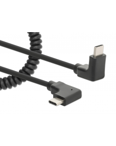 USB-C naar USB- C kabel met uittrekbaar krulsnoer zwart - 1m