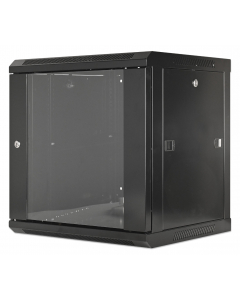 19 inch wandkast MHT146 met glazen deur - 9U hoogte - 450 mm diep - zwart