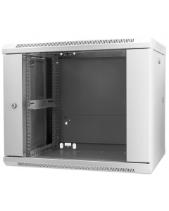 19 inch wandkast MHT147 met glazen deur - 9U hoogte - 450 mm diep - grijs