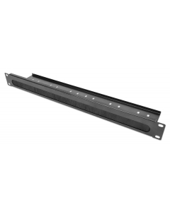 19" Kabeldurchführungsplatte 1HE mit Bürsteneinsatz und Kabelrinne - 2er Set - schwarz