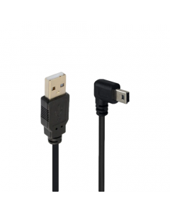 Mini USB-vinklet opladningskabel på 2 meter til kameraer, PS3-controllere og smartphones