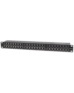 Cat5e protected patch panel 48 ports - 1U 19" - black