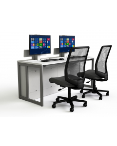 Computertisch P1 mit 2 elektrisch ausfahrbaren Monitorgehäusen - 160 (B) x 75 (T) cm