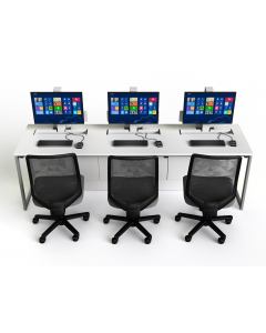 Computertisch P1 mit 3 elektrisch ausfahrbaren Monitorgehäusen - 210 (B) x 70 (T) cm
