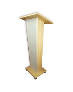 Wooden lectern with satinised front panel Pollux - oak colour