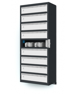 Batterivægskab med 9 rum og opladningsfunktion