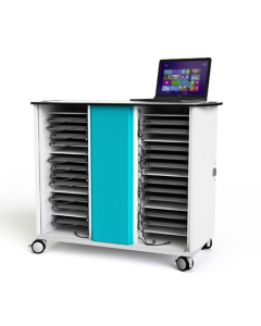 USB-C laptop cart with cables Zioxi CHRGTUC-LS-32-R# for 32 Laptops up to 16 inches - RFID lock