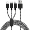 3 i 1 kabel med lightning-, mikro-USB- och USB-C-anslutning