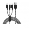 3 i 1 kabel med lightning-, mikro-USB- och USB-C-anslutning