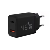 45 W strømadapter med USB-C- og USB-A-stik – sort