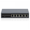 PoE-Powered 6-Port Lite Smart Managed PoE+ Switch with 4 GbE ports, 2 GbE uplinks and PoE pass-through