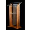 Acrylic-wood lectern Esmeralda – walnut coloured