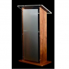 Acrylic-wood lectern Esmeralda – walnut coloured