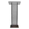 Acrylic/wood lectern Sapphire – walnut colour