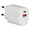 Adaptador de corriente de 20 W con conectores USB-A y USB-C