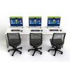 Tavolo per computer M1 con 3 alloggiamenti per monitor a scomparsa meccanica - 210 (L) x 75 (P) cm