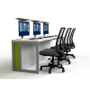 Datorbord M1 med 3 mekaniska popup-monitorkåpor - 240 (B) x 75 (D) cm