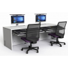 Musikstudio schreibtisch M1 mit 2 mechanisch aufklappbaren Monitorgehäusen - 220 (B) x 75 (T) cm