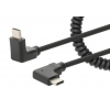 USB-C til USB-C-kabel med udtrækkelig krøllet ledning - sort