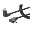 USB-C to USB-C cable with expandable curly cord - black