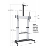 Carro de aluminio para TV multimedia regulable en altura - de 60 a 100 pulgadas