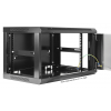 19 inch wandkast MHT134 met glazen deur - 6U hoogte - 600 mm diep - zwart