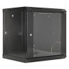19 inch wandkast MHT146 met glazen deur - 9U hoogte - 450 mm diep - zwart