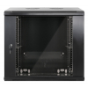 19 inch wandkast MHT146 met glazen deur - 9U hoogte - 450 mm diep - zwart