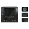 19 inch wandkast MHT146 met glazen deur - 9U hoogte - 450 mm diep - zwart