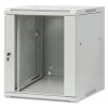 19 inch wandkast MHT118 met glazen deur - 12U hoogte - 600 mm diep - flatpack - grijs