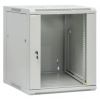 19 inch wandkast MHT118 met glazen deur - 12U hoogte - 600 mm diep - flatpack - grijs