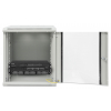 19 inch wandkast MHT118 met glazen deur - 12U hoogte - 600 mm diep - flatpack - grijs