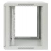 19 inch wandkast MHT118 met glazen deur - 12U hoogte - 600 mm diep - flatpack - grijs