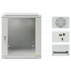 19 inch wandkast MHT118 met glazen deur - 12U hoogte - 600 mm diep - flatpack - grijs