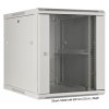 19 inch wandkast MHT137 met glazen deur - 12U hoogte - 450 mm diep - grijs