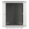 19 inch wandkast MHT137 met glazen deur - 12U hoogte - 450 mm diep - grijs
