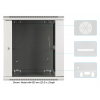 19 inch wandkast MHT137 met glazen deur - 12U hoogte - 450 mm diep - grijs