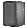 19 inch wandkast MHT124 met glazen deur - 15U hoogte - 450 mm diep - flatpack - zwart